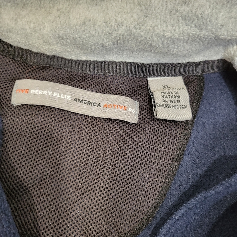 BUNDLE Perry Ellis America Active size XL Fleece Pullover Navy Blue with Gray - Picture 2 of 10